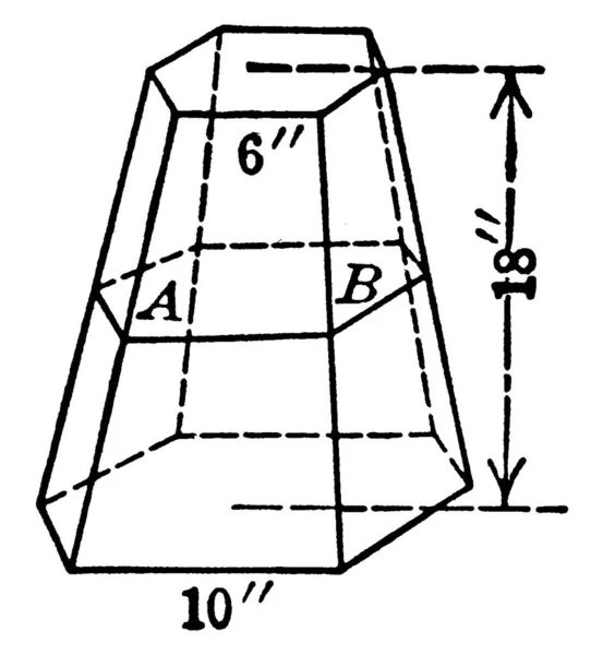 Piramis Frustumát Egy Piramis Aljzattal Párhuzamos Síkkal Történő Vágásának Vintage — Stock Vector