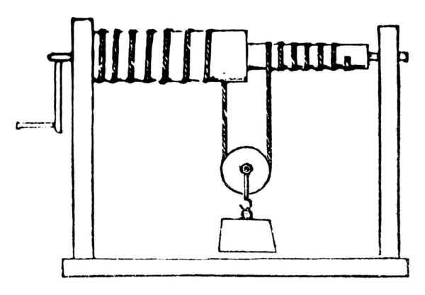 Modificación Rueda Eje Molinete Para Extraer Agua Cabrestante Manivela Por — Vector de stock