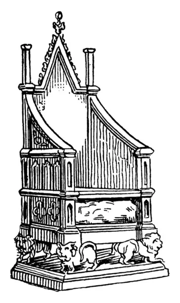Coronation Stoel Van Engeland Ontworpen Met Leeuwen Aan Basis Vintage — Stockvector