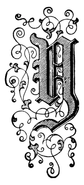 Typické Ztvárnění Písmene Velké Ornamentální Květinové Písmo Abeceda Vyzdobena Stylově — Stockový vektor