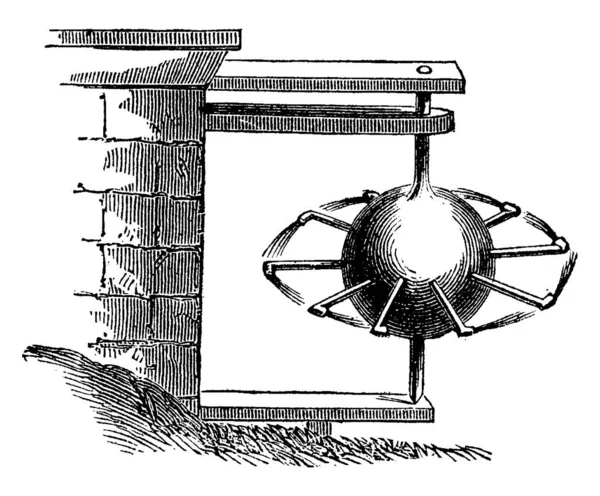 英雄蒸汽机是一种通过从一个或多个孔口喷出蒸汽 制作老式线条或雕刻插图来驱动自己的装置 — 图库矢量图片