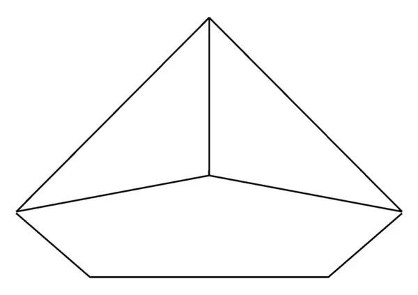 从下面看一个右五边形金字塔的几何构造 底座为五边形 其表面为等腰三角形 复古线条或雕刻图解 — 图库矢量图片