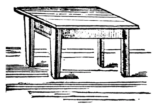 Маленький Стіл Розроблений Простому Дизайні Вінтажний Малюнок Лінії Або Гравірувальна — стоковий вектор