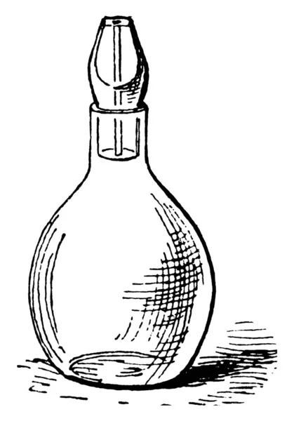 一般的に固体体の相対密度または比重を決定するために使用される瓶のような設計の実験装置 — ストックベクタ