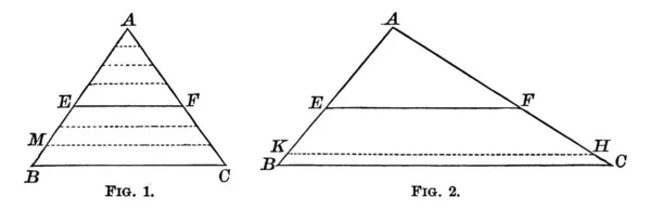 Deux Triangle Différents Une Ligne Parallèle Base Triangle Joignant Deux — Image vectorielle