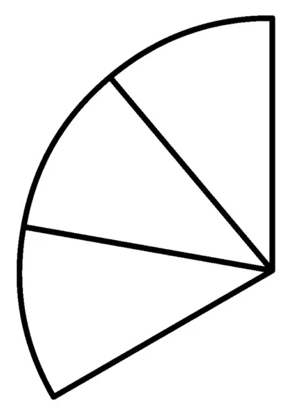 円を3分の9 ヴィンテージライン図面または彫刻イラストを有する3つの等しい部分に分割 — ストックベクタ