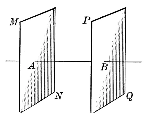 Dos Placas Paralelas Que Son Iguales Tamaño Dibujo Línea Vintage — Archivo Imágenes Vectoriales