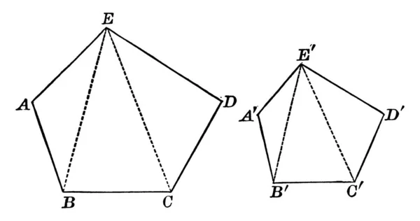 Deux Pentagones Semblables Proportionnels Autre Dessin Ligne Vintage Illustration Gravure — Image vectorielle