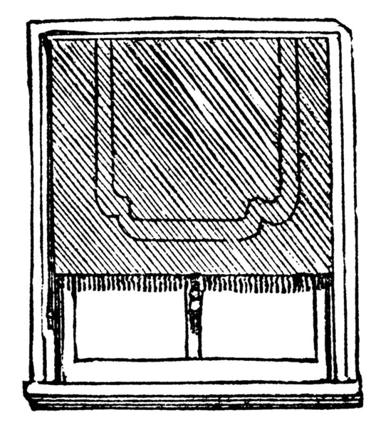 Rideau Fenêtre Pour Garder Soleil Écart Dessin Ligne Vintage Illustration — Image vectorielle