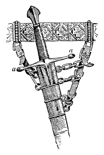 Épée Hilt Représenté Ici Est Des Bras Branches Croix Garde — Image vectorielle