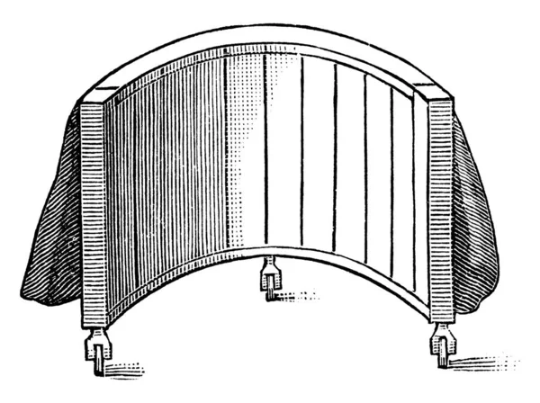 Una Cabina Con Ruote Linea Vintage Disegno Incisione Illustrazione — Vettoriale Stock