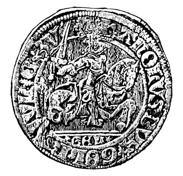 Передняя Часть Золотой Монеты Ранее Находившейся Нидерландах Выгравирована Рисунками Маркировкой — стоковый вектор