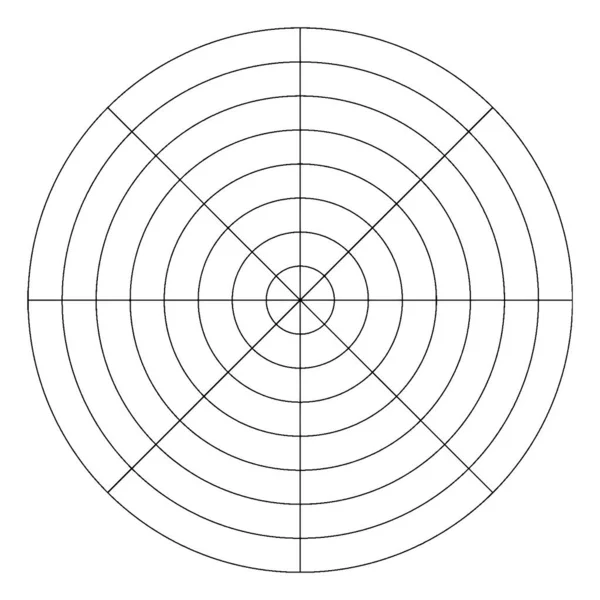 Geometryczna Konstrukcja Wykresu Siatki Biegunowej Oznaczona Ale Nieoznaczona Krokach Jednostkach — Wektor stockowy