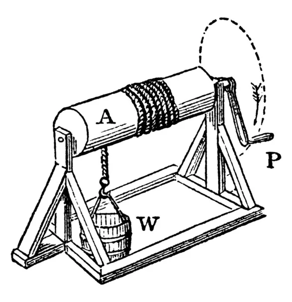 Gran Eje Madera Con Empuñadura Manual Utilizado Para Levantar Objetos — Vector de stock