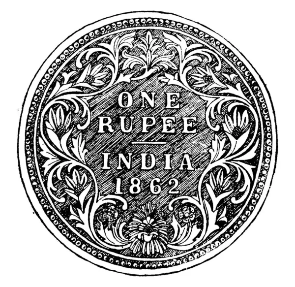 Parte Posterior Una Moneda Una Rupia Una Moneda Común India — Archivo Imágenes Vectoriales