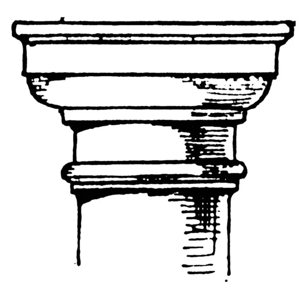 Capital Tuscan Column Vintage Line Drawing Engraving Illustration — Stock Vector
