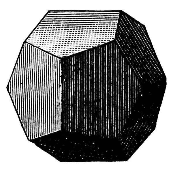 Dodecaedro Pentagonal Sólido Que Tiene Doce Pentágonos Dibujo Línea Vintage — Archivo Imágenes Vectoriales