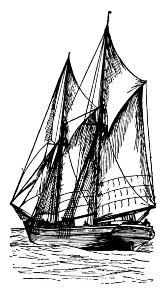 Ein Schiff Mit Zwei Oder Mehr Masten Vorn Und Achtern — Stockvektor