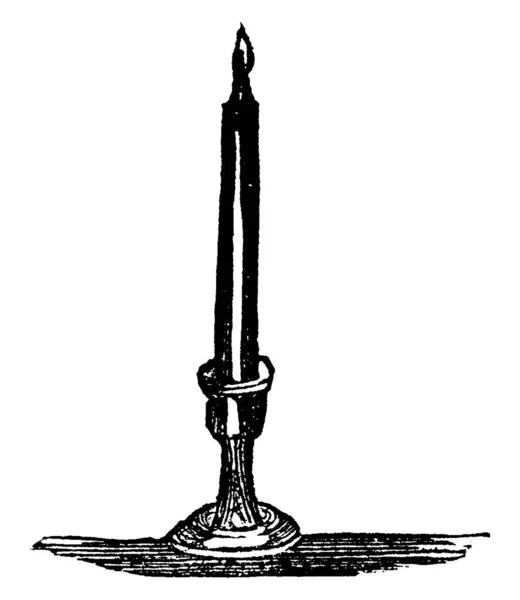 蜡制烛台一种用蜡 老式线条或雕刻插图制成的烛台 — 图库矢量图片