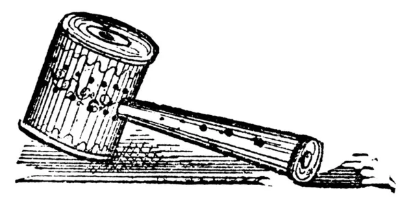 响尾蛇 Rattle 是一种打击乐器 在震动时发出声音 制作老式线条或雕刻插图 — 图库矢量图片
