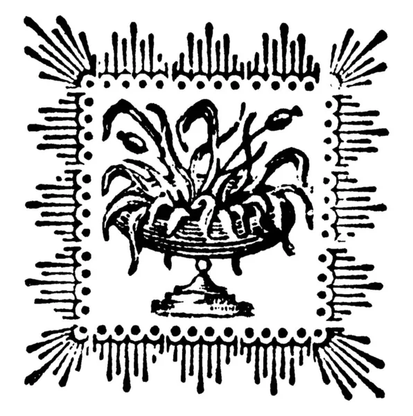 Ein Doodad Mit Einer Pflanze Topf Vintage Linienzeichnung Oder Gravur — Stockvektor