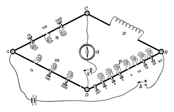 Configurație Experimentală Podului Wheatstone Rezistori Utilizată Pentru Măsura Rezistența Rezistorilor — Vector de stoc