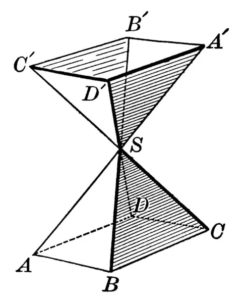 Két Szimmetrikus Polyhedral Szögek Által Alkotott Három Sík Amelyek Metszéspontjai — Stock Vector