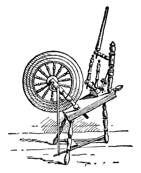 회전하는 바퀴는 500 인도에 소개되었다 이것은 섬유로부터 잣는데 사용되는 장치이다 — 스톡 벡터