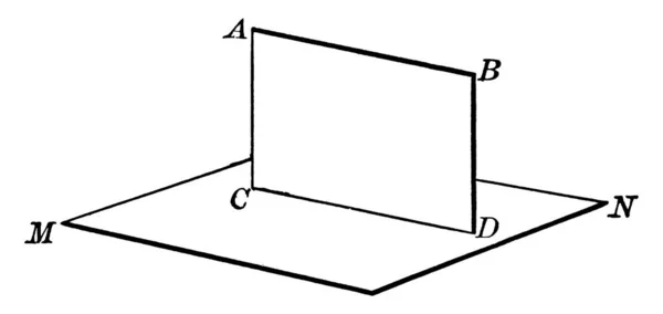 Aereo Con Vertici Abcd Perpendicolare Piano Disegno Linee Vintage Incisione — Vettoriale Stock