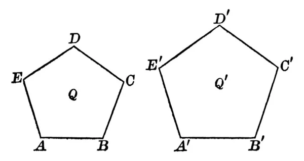 Diagramme Dans Lequel Deux Pentagones Similaires Sont Représentés Dessin Ligne — Image vectorielle