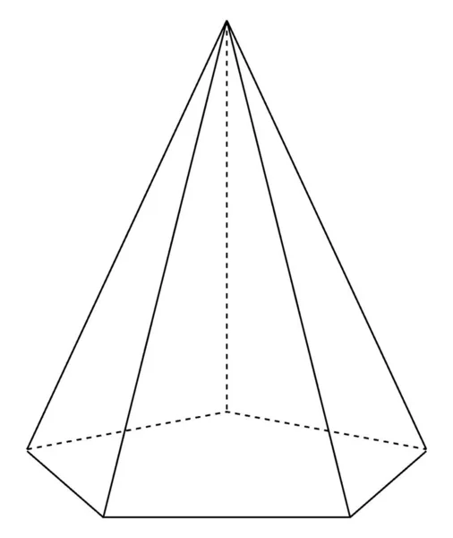 Construção Geométrica Uma Pirâmide Pentagonal Direita Com Bordas Ocultas Mostradas — Vetor de Stock