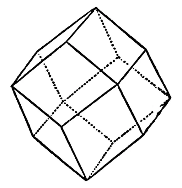 Polyèdre Convexe Faces Rhombiques Congruentes Avec Ses Parties Étiquetées Dessin — Image vectorielle