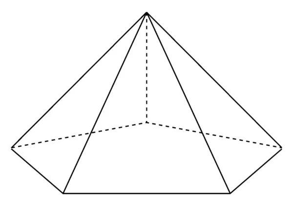 右五边形金字塔的几何结构 其隐边示出 底座为五边形 其表面为等腰三角形 复古线条或雕刻图解 — 图库矢量图片
