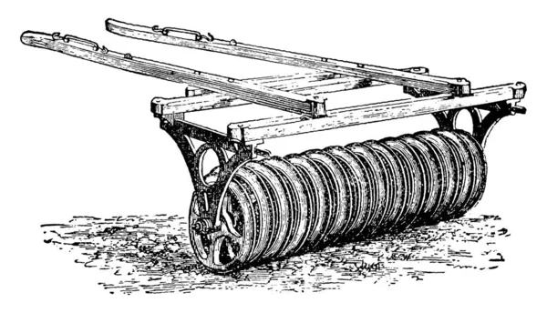 프레스 Press Wheel Roller 도구로 평평하게 만들고 조각과 덩어리의 빈티지 — 스톡 벡터