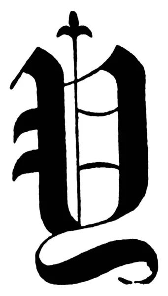 Типове Представлення Букви Capital Староанглійського Тексту Назви Абетка Прикрашена Стильною — стоковий вектор