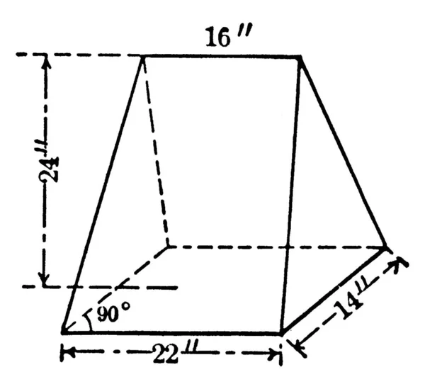 三角形のピラミッドのフラウムは ベース ヴィンテージラインの図面や彫刻イラストと平行に平面によってピラミッドを切断した結果です — ストックベクタ