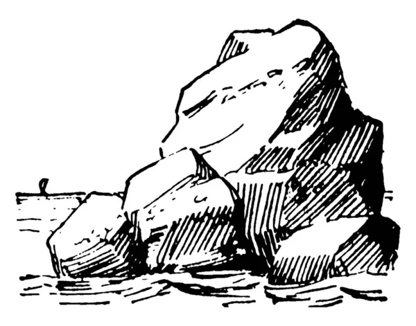Рисунке Изображен Камень Сплошной Агрегат Одного Нескольких Минералов Минералоидов Воде — стоковый вектор
