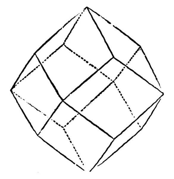 Rombusz Alakú Dodekaéder Tipikus Ábrázolása Geometriai Alakja Tizenkét Arccal Vintage — Stock Vector