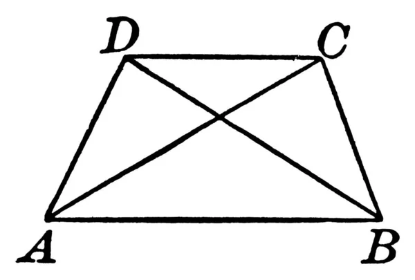 Konstruktion Trapezoid Med Hörn Abcd Och Både Diagonaler Vintage Linje — Stock vektor