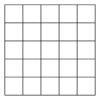 Birbirini kesen yatay ve dikey çizgilerden oluşan şebeke deseni yirmi beş eşit kare, vintage çizgi çizimi veya kabartma çizimi oluşturur.