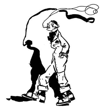 Çizgi film, yürürken sigara içen bir adamın gölgesini, klasik çizimleri ya da gravür resimlerini gösteriyor..