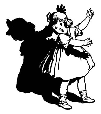 Genç bir kız kendi gölgesini fark etti ve şaşırtıcı bir şekilde gölgeye, klasik çizime ya da resimlere baktı..