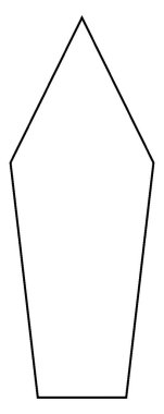 Beş Taraflı Çokgen, tüm kenarların uzunluğu eşit değildir ve iç açılar 180 dereceden daha azdır, klasik çizgi çizimi veya kabartma çizimi.