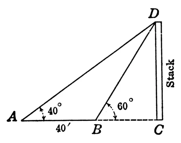 Dos Triángulos Con Base Ángulo Hipotenusa Grados Grados Dibujo Línea — Vector de stock