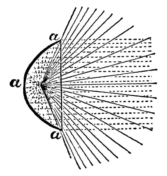 Observera Att Den Paraboliska Spegeln Bästa Fall Men Ett Mycket — Stock vektor