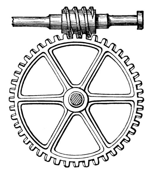 Een Mechanische Opstelling Bestaande Uit Een Schroef Waarvan Schroefdraad Een — Stockvector