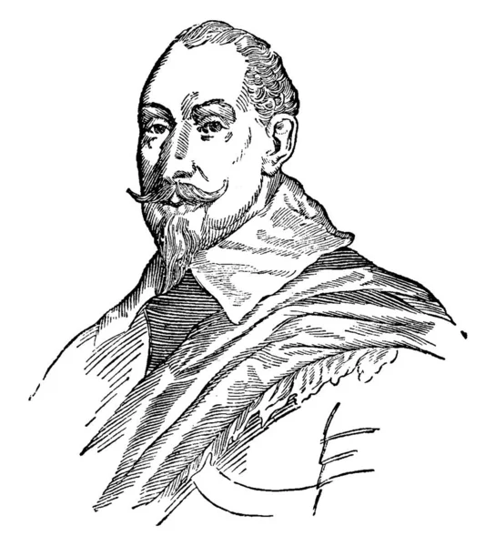 Gustave Aldophus Était Roi Suède 1611 1632 Dessin Trait Vintage — Image vectorielle