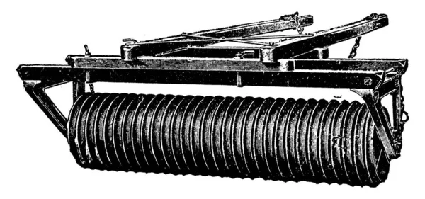 Pulverizer Mit Metallwalze Mit Kanten Zum Pulverisieren Des Bodens Vintage — Stockvektor