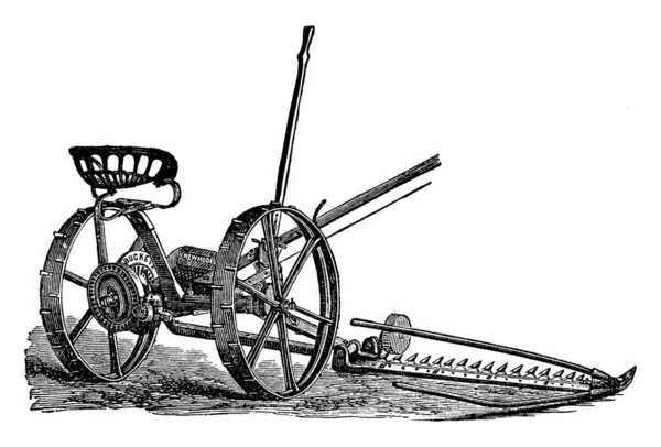 バッキーモワーズは 1899年にバックキーモワーによって最初に製造された草や作物を切断するために農業業界で使用される機械です — ストックベクタ