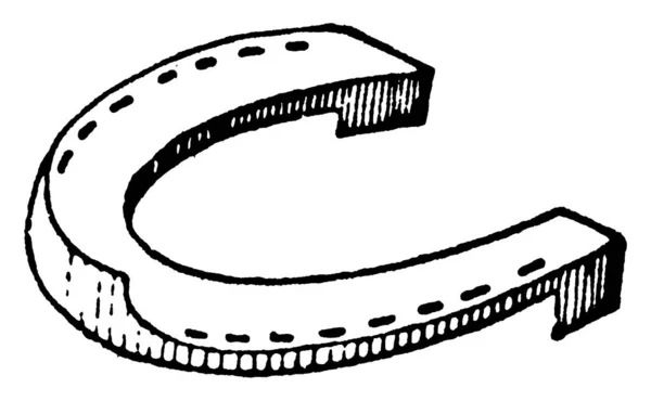 马蹄铁一种典型的马蹄铁 通常由金属制成 但有时部分或全部由现代合成材料制成 用来保护马蹄不被磨损 制作老式线条或雕刻插图 — 图库矢量图片